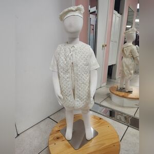 Vintage Cream Baby Outfit with Hat